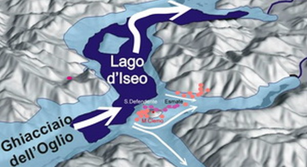 Mappa della glaciazione antica del Lago d'Iseo